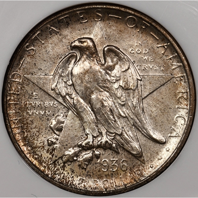 1936-S Texas Silver Commemorative NGC MS66 CAC, No-Line Fatty