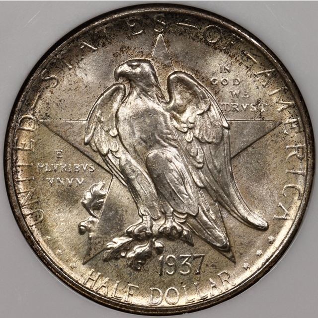 1937-D Texas Silver Commemorative NGC MS66 CAC, No-Line Fatty