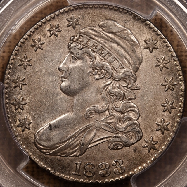 1833 O.104 Capped Bust Half Dollar PCGS XF45 CAC, ex. Brunner