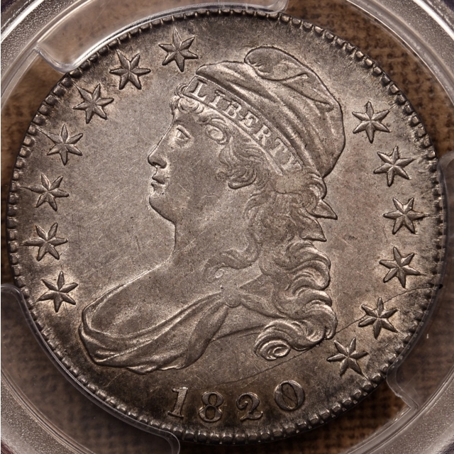 1820 O.103a Curl Base 2, Small Date Capped Bust Half Dollar PCGS XF45 CAC