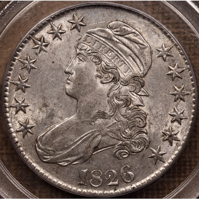 1826 O.108a Capped Bust Half Dollar PCGS AU55 CAC, gray-dirt perfection