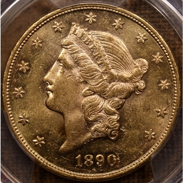 1890 $20 Liberty Head Double Eagle PCGS AU58, PQ+
