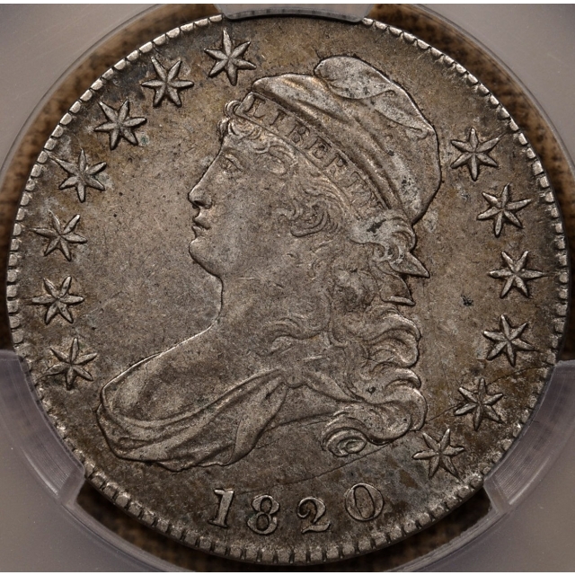 1820 O.103a Curl Base 2, Small Date Capped Bust Half Dollar CACG XF45