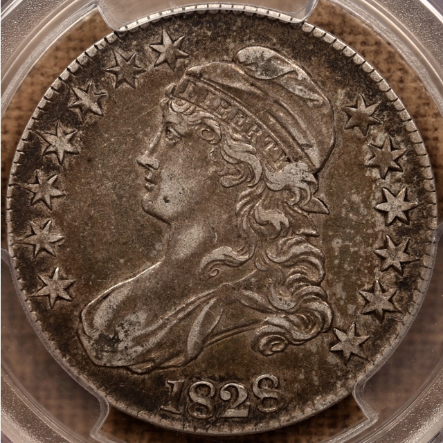 1828 O.108 Square 2, Large 8's Capped Bust Half Dollar PCGS XF45 CAC