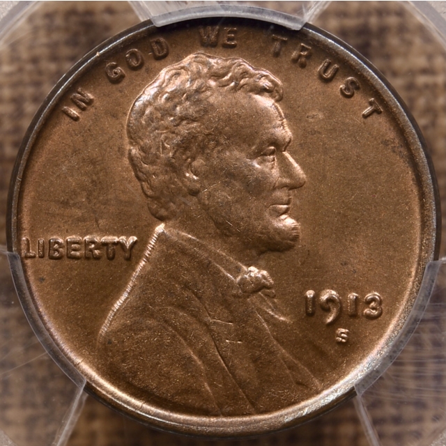 1913-S Lincoln Cent PCGS MS65 RB CAC