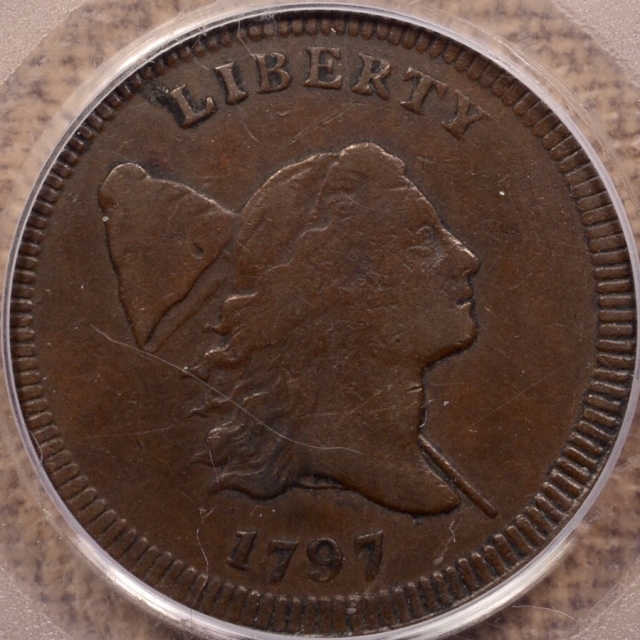 1797 C.2 Plain Edge Liberty Cap Half Cent PCGS VF35 (CAC)