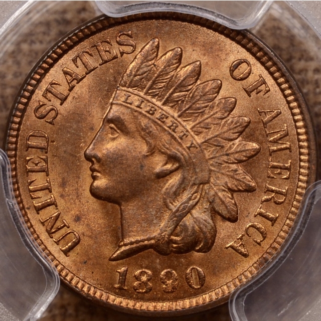1890 Indian Cent PCGS MS64 RB (CAC)