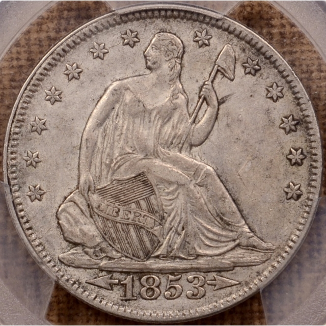 1853 Arrows and Rays Liberty Seated Half Dollar PCGS XF45