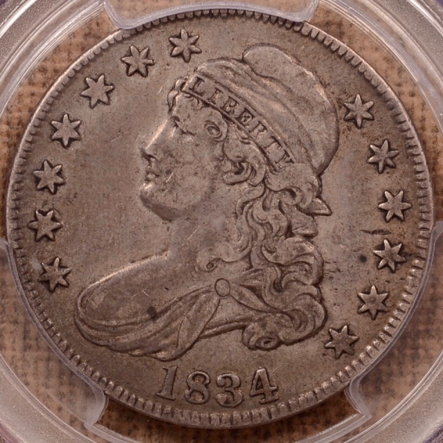 1834 O.107 Large Date, Small Letters Capped Bust Half Dollar PCGS VF30