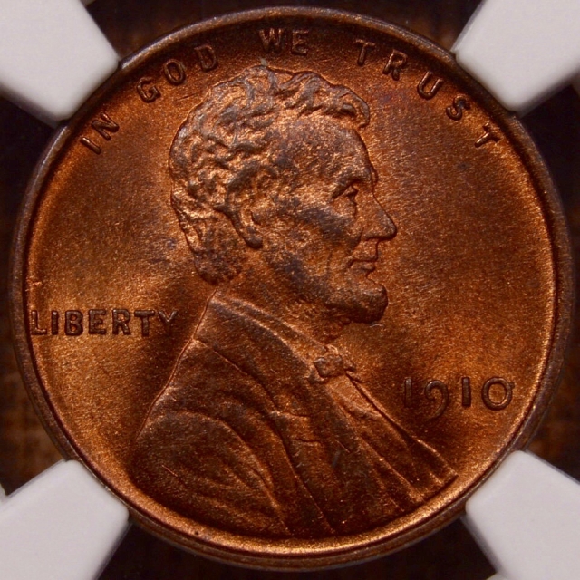 1910 Lincoln Cent - Type 1 Wheat Reverse NGC MS64RB