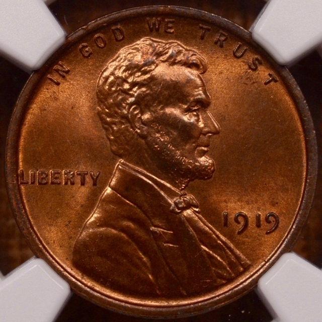 1919 Lincoln Cent - Type 1 Wheat Reverse NGC MS64RB