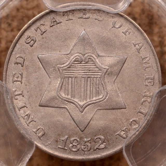1852 Three Cent Silver PCGS MS62