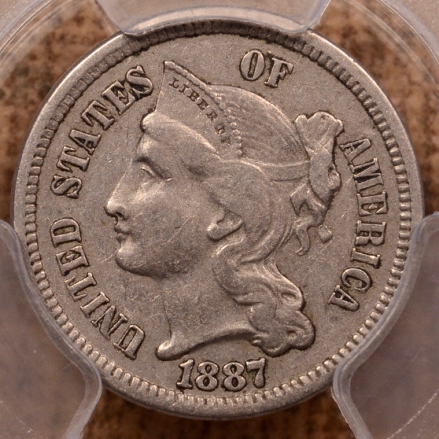 1887 Three Cent Nickel PCGS XF40 (CAC)