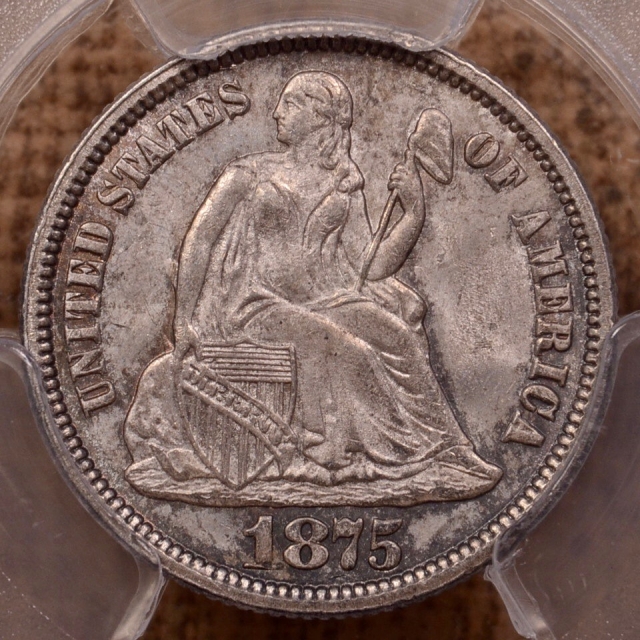 1875 Liberty Seated Dime PCGS MS64 (CAC)