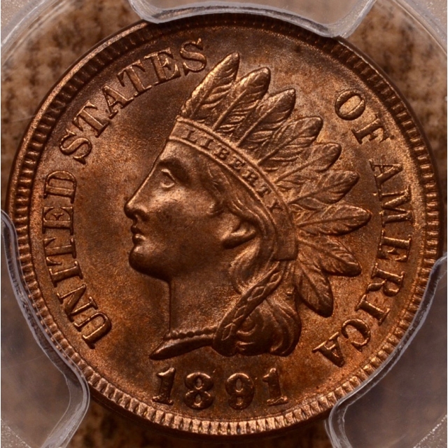1891 Indian Cent PCGS MS64RB (CAC)